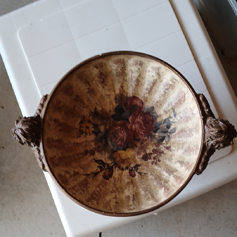 Floral Decorative Bowl with Handles